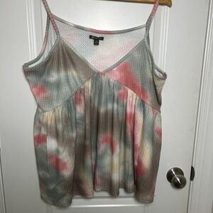 Versona‎ Boho Top XL Gauze Cotton Babydoll Spaghetti Strap Fall Colors